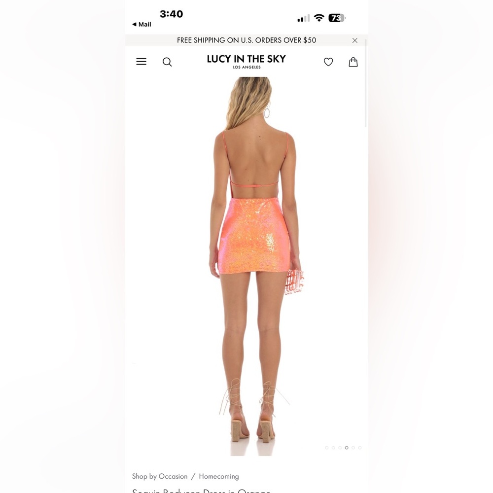Lucy in the Sky orange/coral Sequin Dress - Picture 4 of 4
